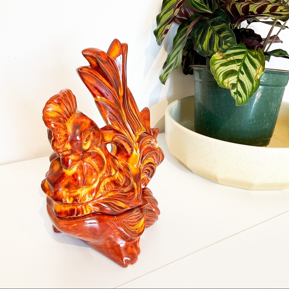 VINTAGE 1959 Glazed Ceramic Rooster Trinket Case - Picture 9 of 9